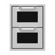 Hestan double storage drawers with two dark cabinet drawers and silver pull handles