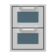 Double storage drawers with two open drawers, blue mesh liners, and silver-gray frame