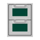 Double storage drawers with two open drawers, dark green mesh liners, and silver-gray frame
