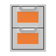 Double storage drawers with two open drawers, orange mesh liners, and silver-gray frame