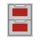 Double storage drawers with two open drawers, red mesh liners, and silver-gray frame