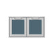 Double sealed pantry storage doors with two blue-gray mesh panels and gray frame