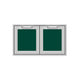 Double sealed pantry storage doors with two dark green mesh panels and gray frame