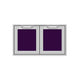 Double sealed pantry storage doors with two purple mesh panels and gray frame
