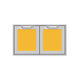 Double sealed pantry storage doors with two yellow panels and gray frame