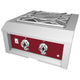 Built-in power burner with stainless top and red control panel