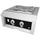 Built-in power burner with stainless top and black control panel