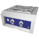 Built-in power burner with stainless top and blue control panel