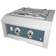 Built-in power burner with stainless top and teal control panel