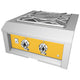 Built-in power burner with stainless top and yellow control panel