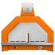 33-inch orange pizza oven with arched stone opening, stainless trim and front emblem