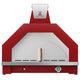 33-inch red pizza oven with arched stone opening, stainless trim and control knob