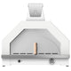 33-inch white pizza oven with arched stone opening, stainless trim and control panel