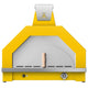 33-inch pizza oven with arched stainless dome, front controls, and yellow body