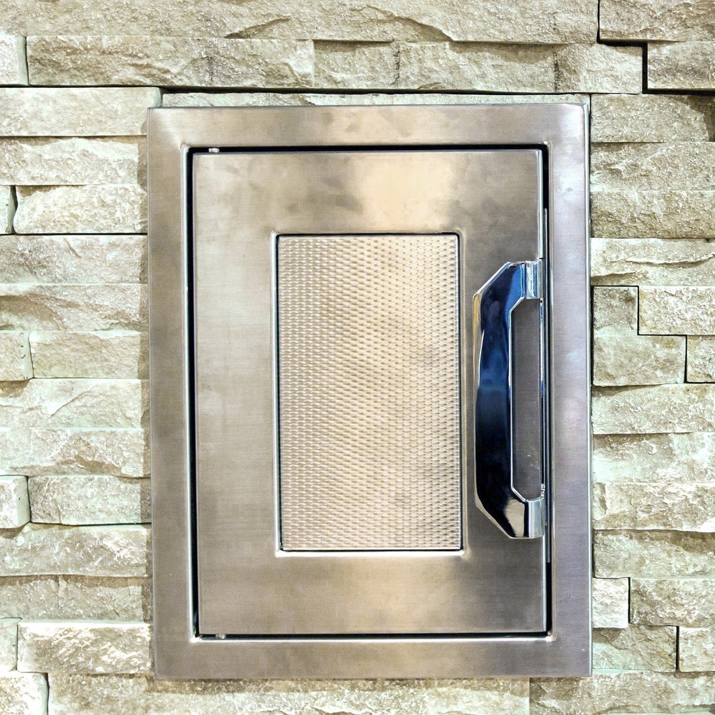Hestan AGPTD16 paper towel dispenser with brushed metal frame and side pull handle