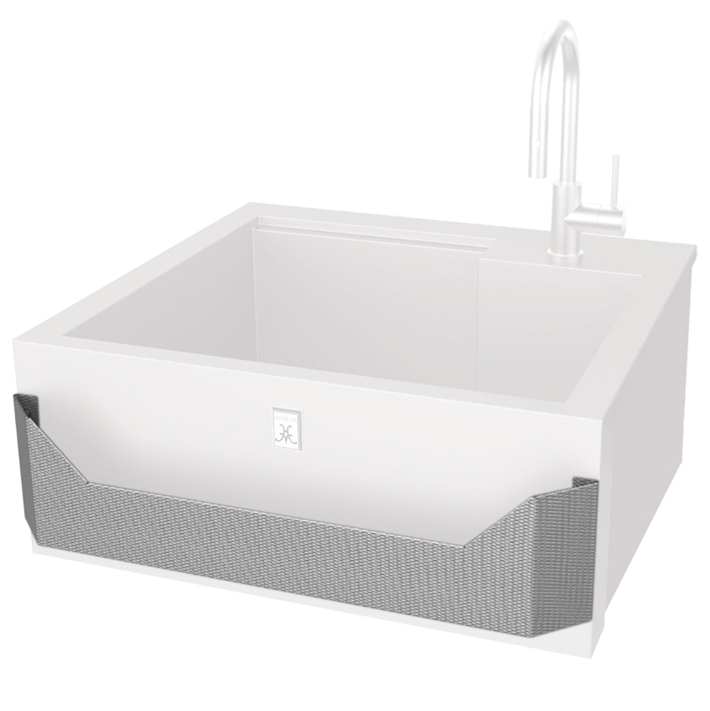 Hestan refreshment center speed rail sink with faucet and gray textured front, 30-in