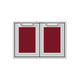30-inch double storage doors with red panels and recessed metal handles