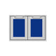 30-inch double storage doors with blue panels and recessed metal handles