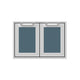 Double storage doors with two vented mesh panels in blue-gray