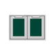 Double storage doors with two vented mesh panels in dark green