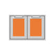 Double storage doors with two vented mesh panels in orange