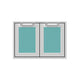 Double storage doors with two vented mesh panels in teal