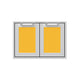 30-inch double storage doors with yellow panels and recessed metal handles