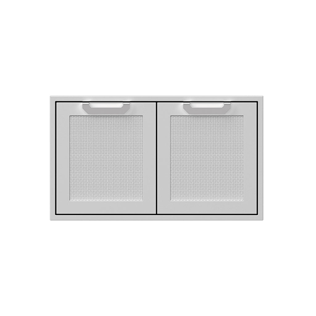 Hestan double storage doors with two mesh panels, medium light gray