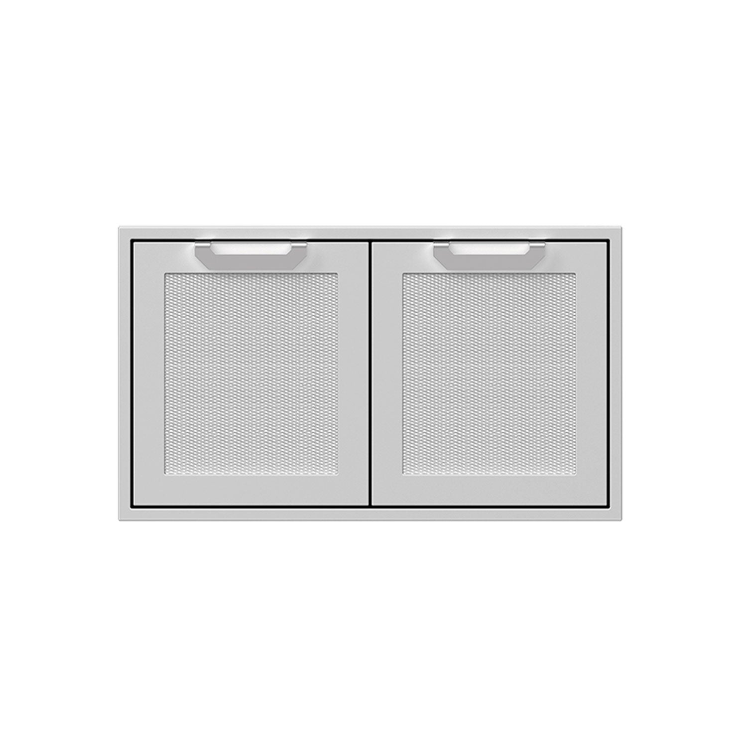 Hestan double storage doors with two mesh panels, medium light gray