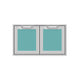 Hestan double storage doors with two teal solid panels