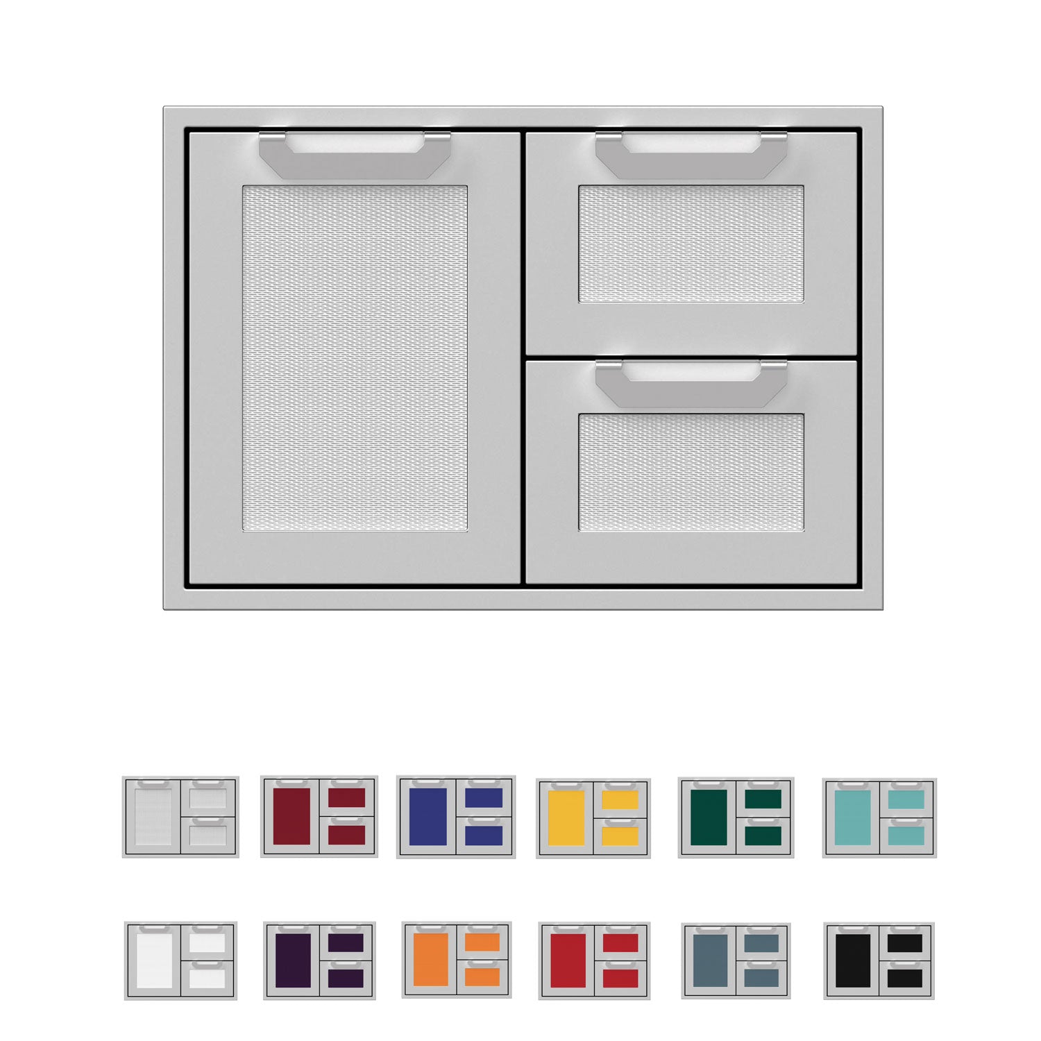 30-inch double drawer storage door combo with gray mesh-front drawers