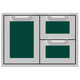30-inch double drawer storage door combo with dark green mesh-front drawers