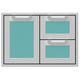 30-inch double drawer storage door combo with teal mesh-front drawers