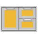 30-inch double drawer storage combo with yellow pull-out drawers in silver frame