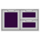 Double drawer and storage door combo with two drawers and mesh panels, purple finish