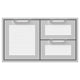 Double drawer and storage door combo with two drawers and mesh panels, white finish