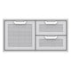 Double drawer storage combo with textured mesh drawer fronts and silver handle pulls