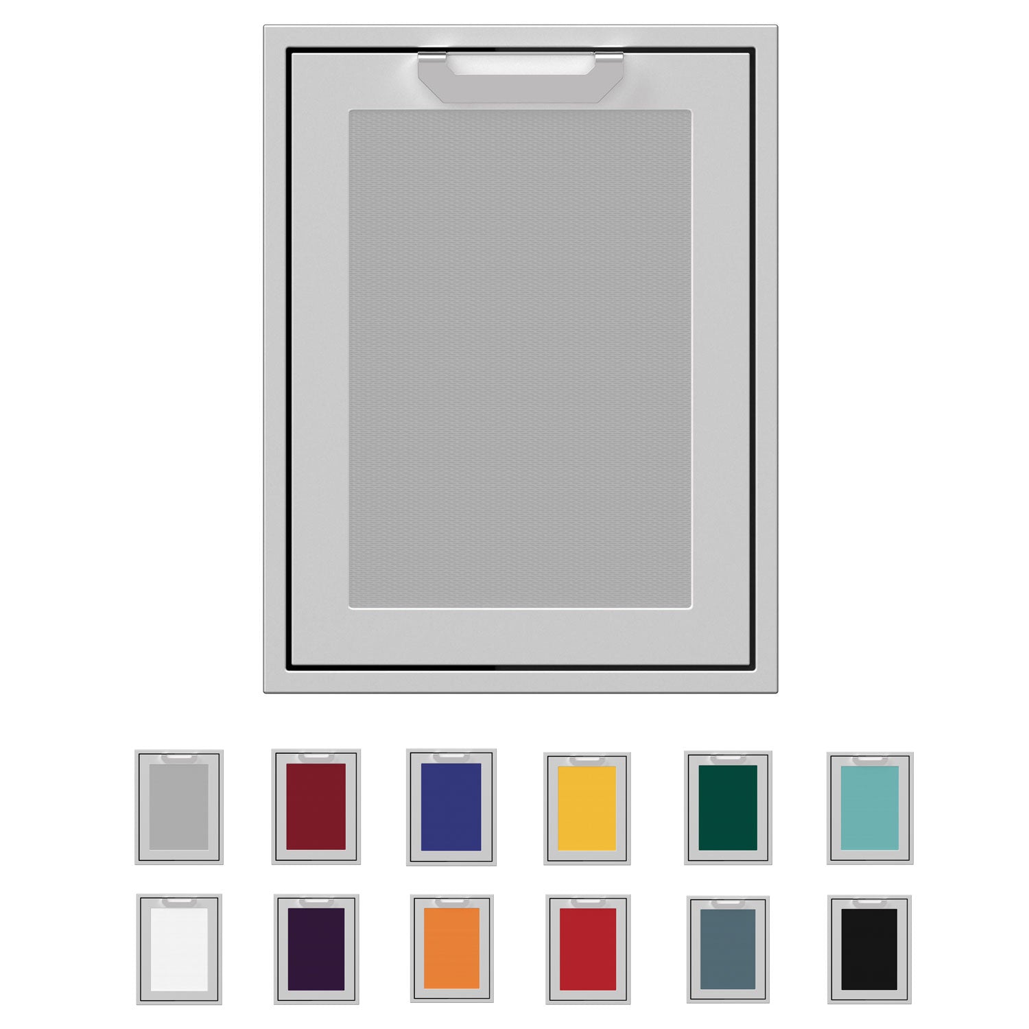 Trash and recycle center storage drawer with light gray front panel insert