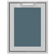 Trash and recycle center storage drawer with blue textured front panel insert