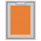 Trash and recycle center storage drawer with orange textured front panel insert