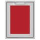 Trash and recycle center storage drawer with red textured front panel insert