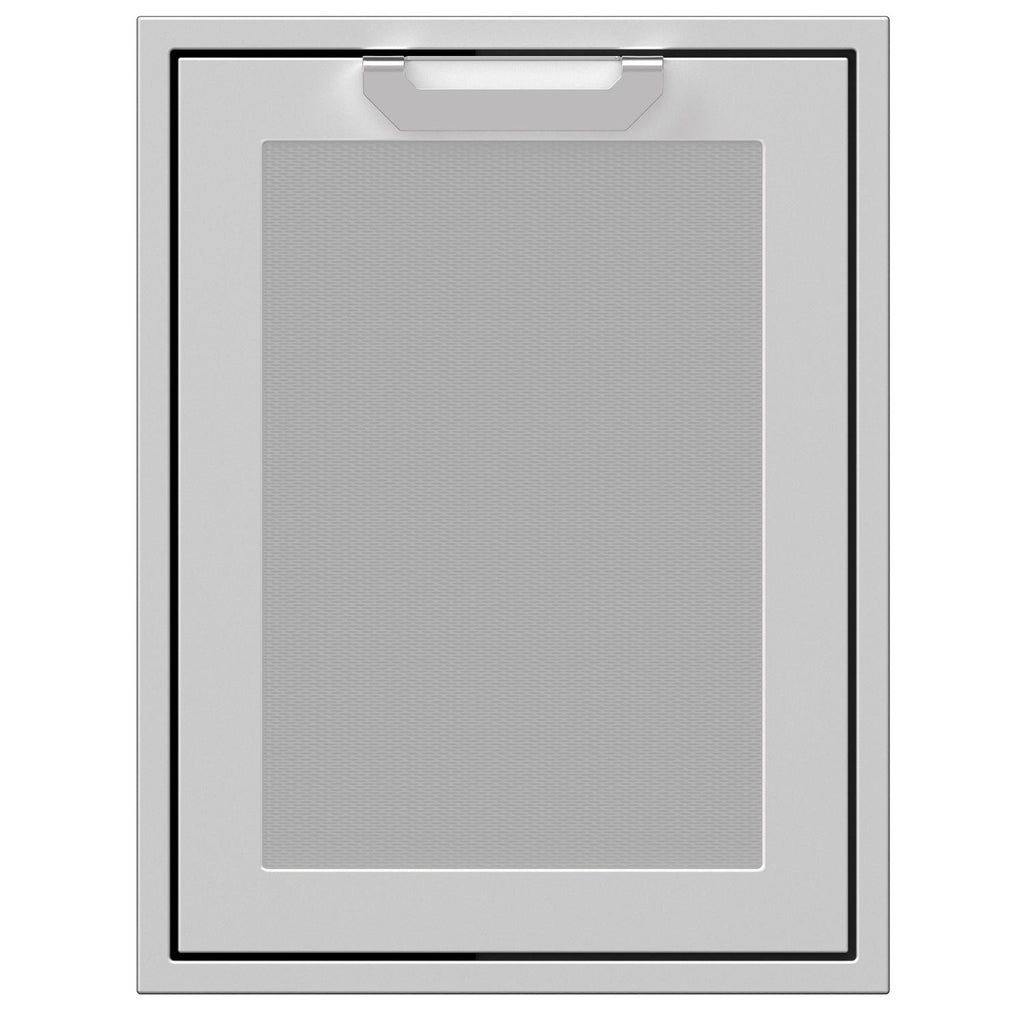 Trash and recycle center storage drawer with textured light gray front panel insert