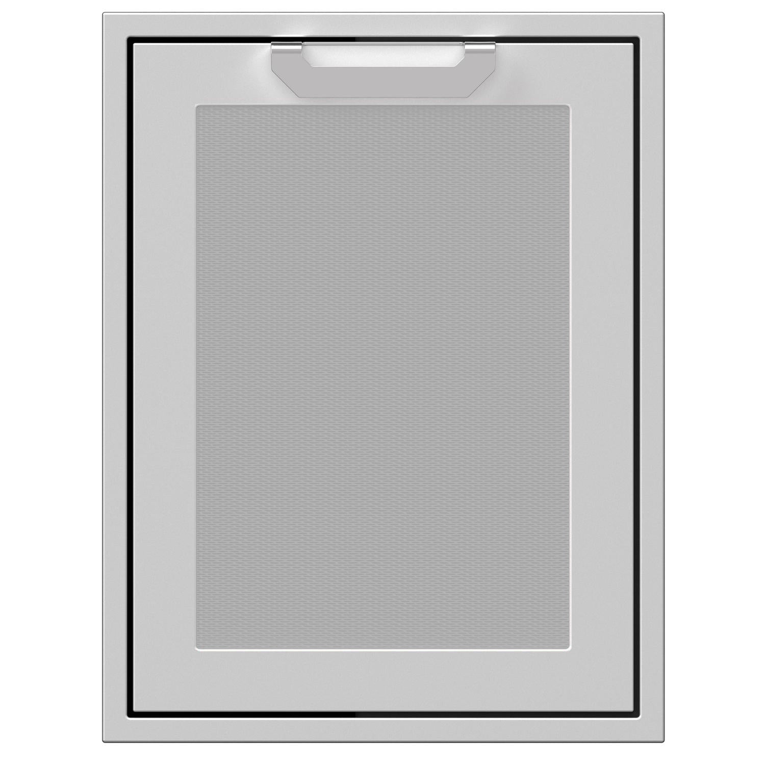 Trash and recycle center storage drawer with textured light gray front panel insert