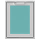 Trash and recycle center storage drawer with teal textured front panel insert