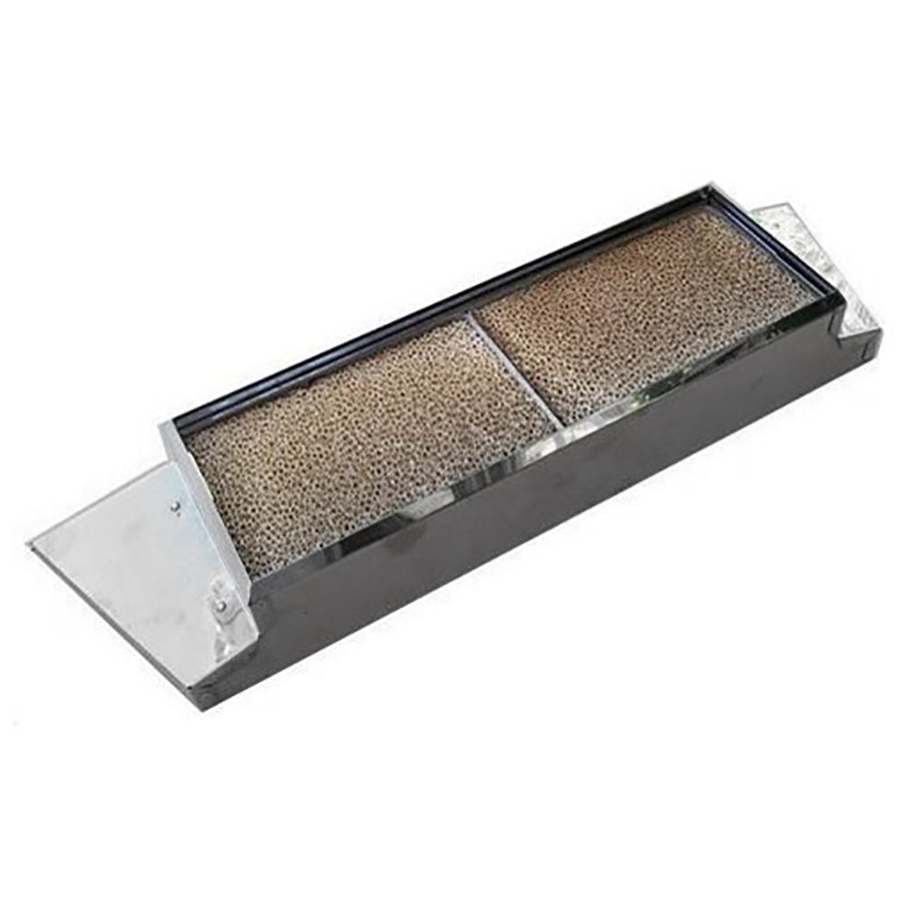 Adjustable emission control hood with beige mesh filter and metal frame