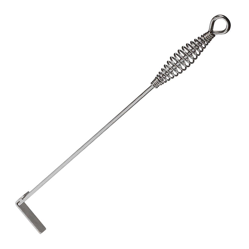 Steel chimney poker and grate tool with spring handle