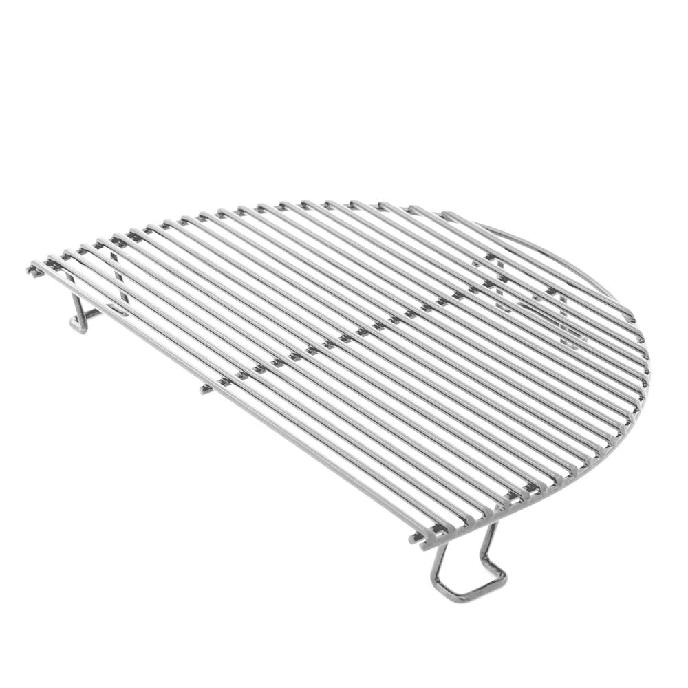 Stainless steel kamado grill cooking grate with oval ribbed design