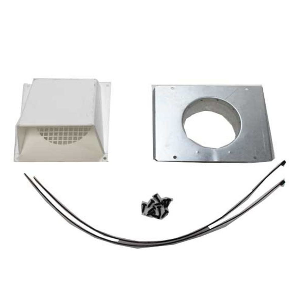 AK24 outside air kit with white hood, square metal plate, and black wire ties