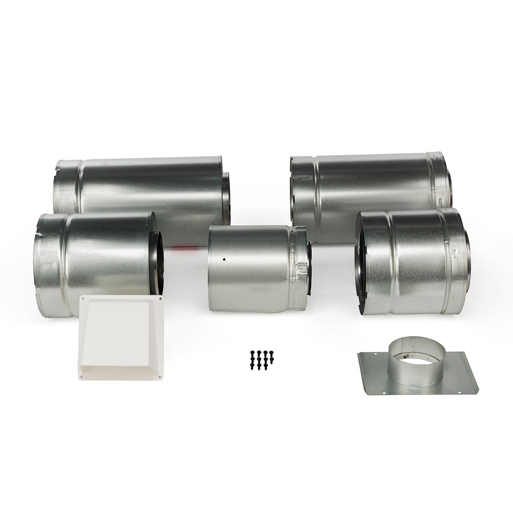 Outside air kit assembled duct sections with collars, base plate, and white terminal