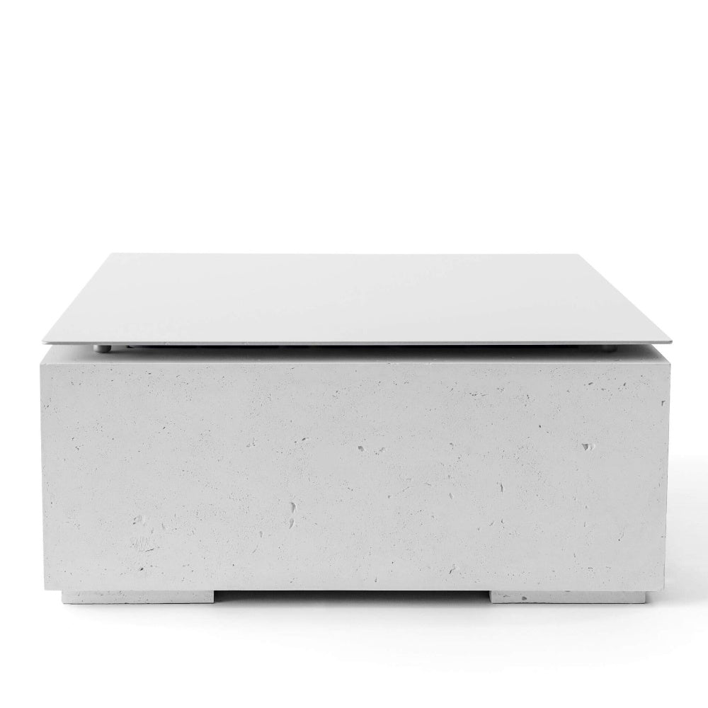 Aluminum tabletop lid with flat hinged top in light gray
